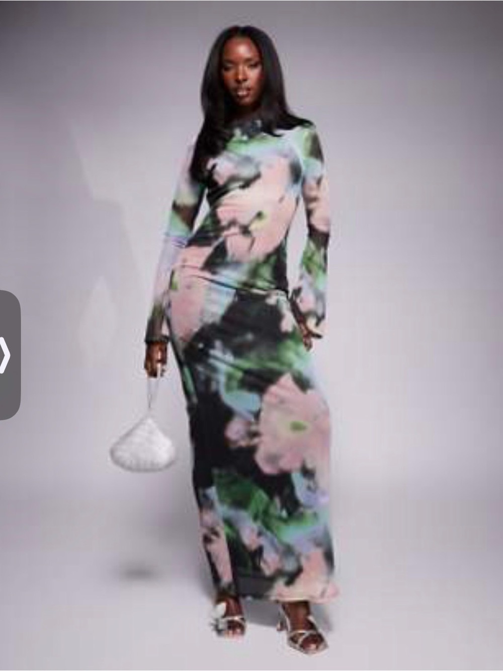 ASOS Floral Maxi Dress in Black, Pink, Green